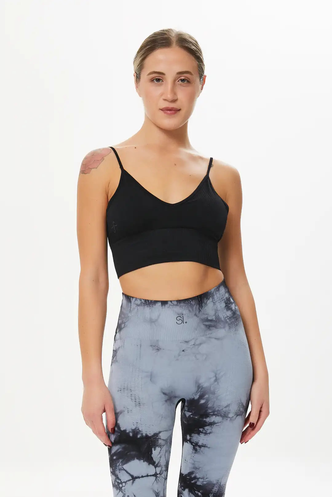Rib-Shape Seamless V-Neck Bra Black